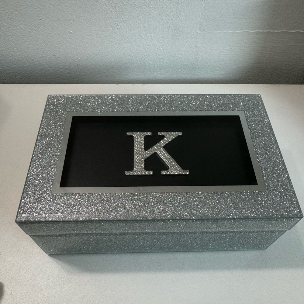 Silver Glitter Jewelry Organizer Box